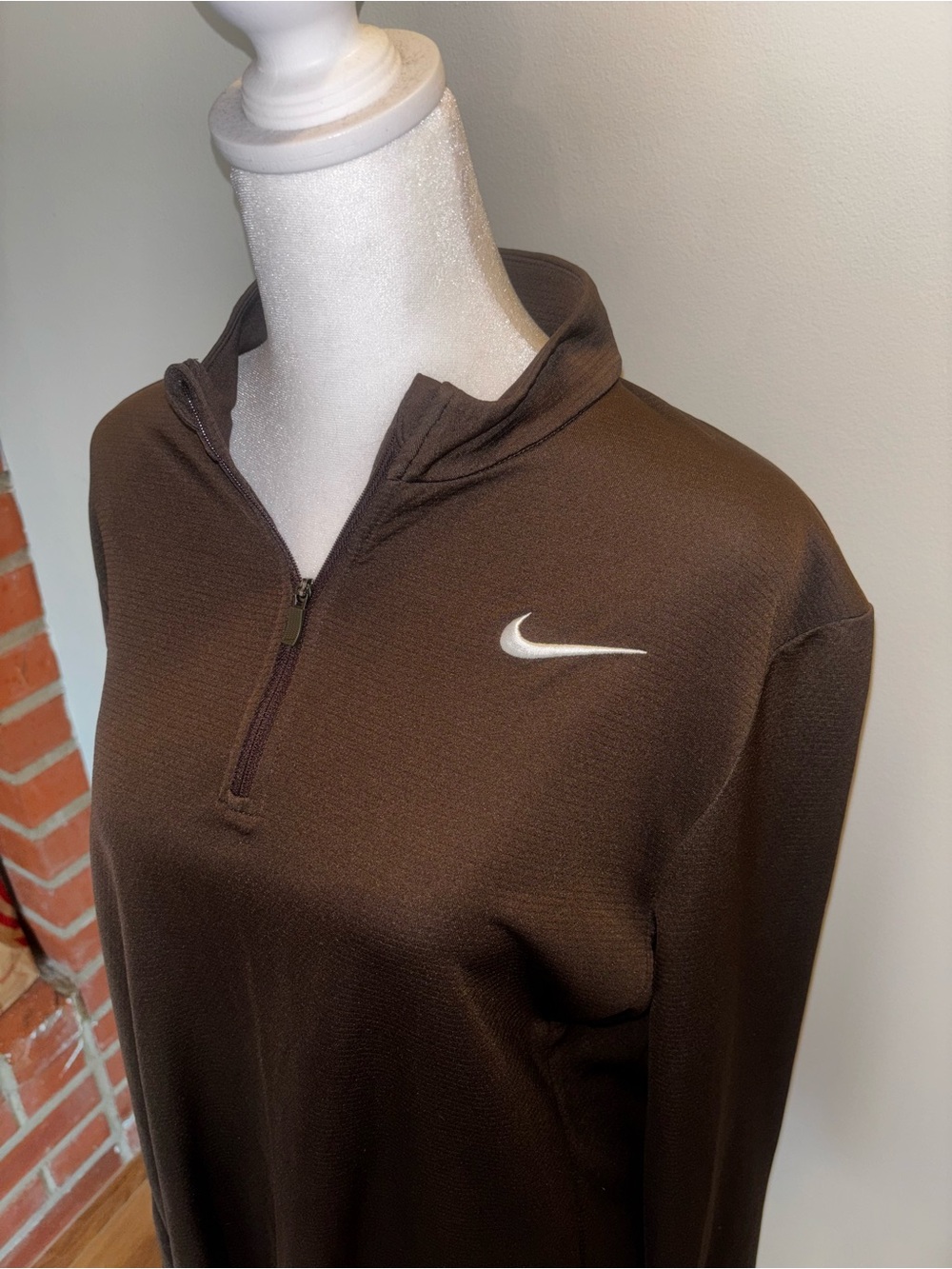 Nike Brown Half-Zip Pullover with White Swoosh